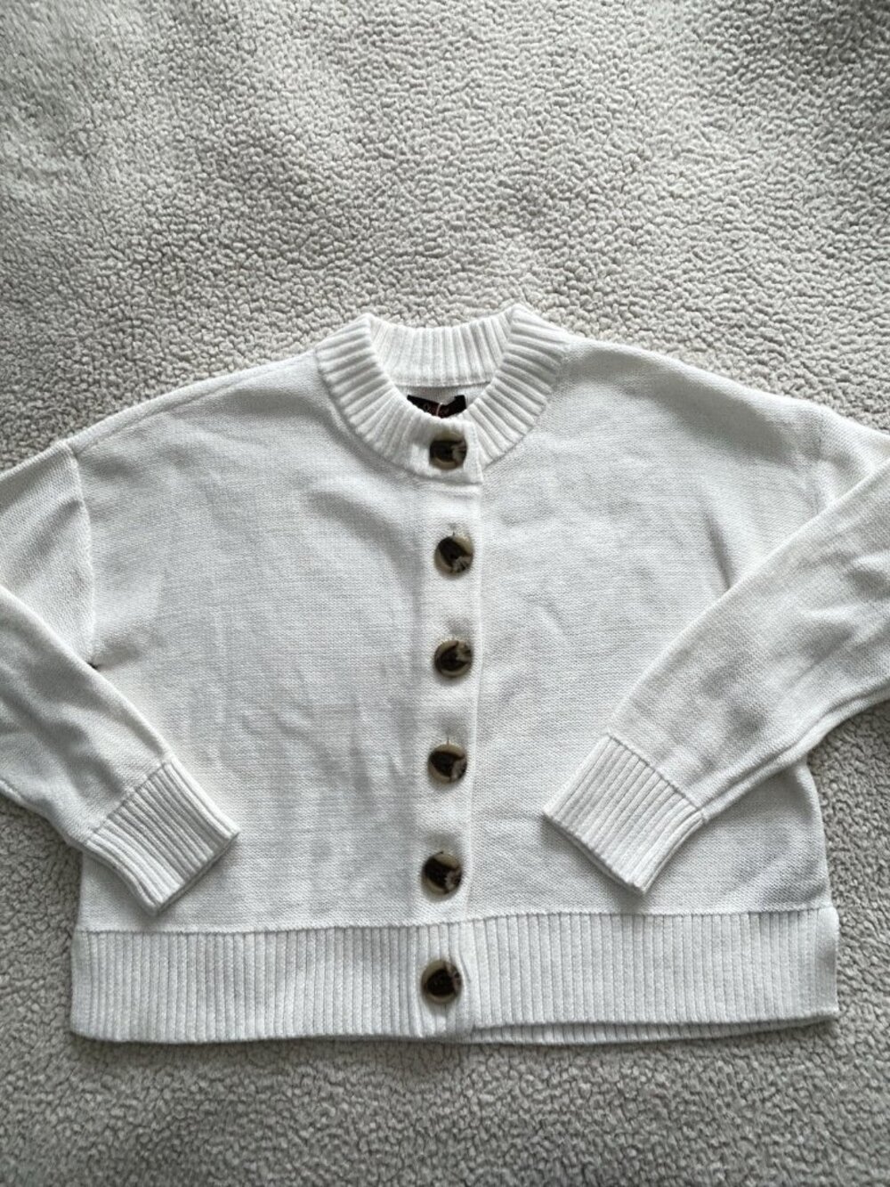 Quince 100% Organic Cotton Cropped Cardigan Ivory Size XS - Picture 14 of 16